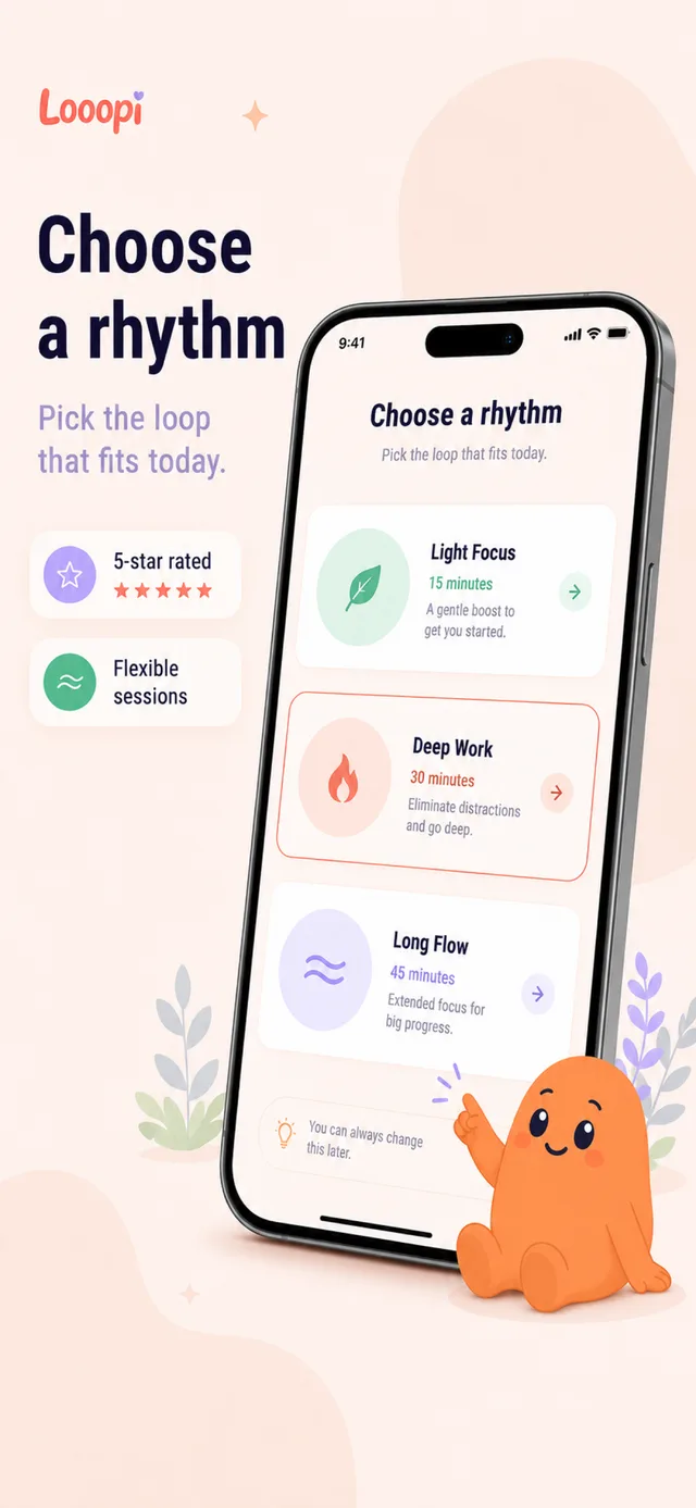 Choosing a focus rhythm: Light Focus, Deep Work, or Long Flow